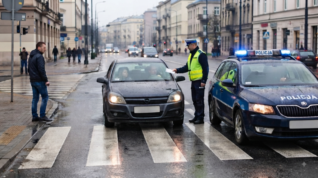Na tym obrazieprzedstawiona jest realistyczna scena z ulicy miasta w deszczowy dzień